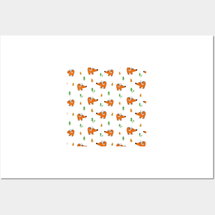 Fox in the forrest pattern Posters and Art